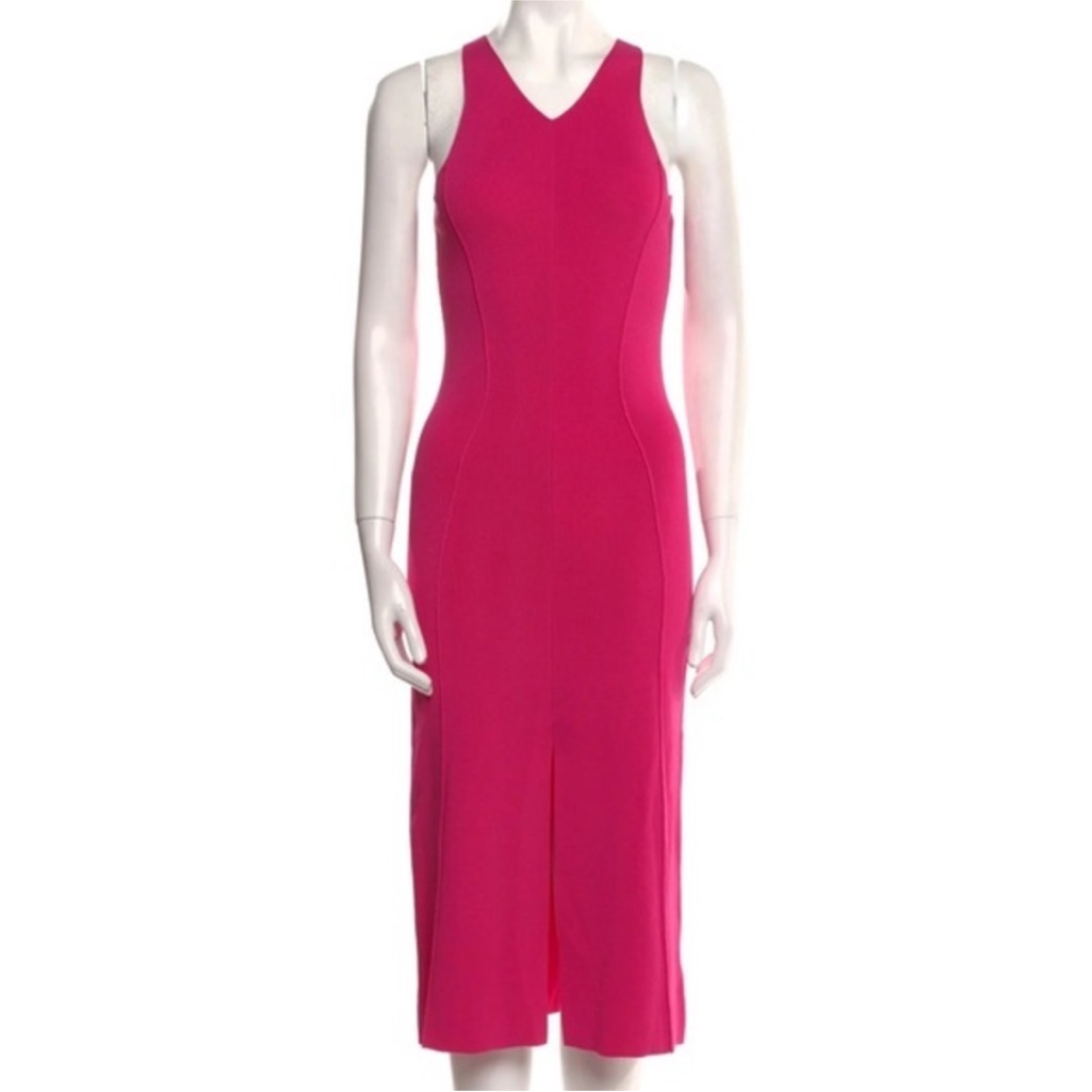 Caroline Constas Hot Pink Midi Dress Sz. L Nwt!